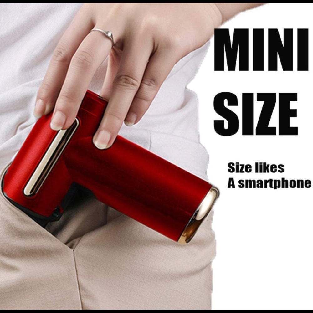 Mini Massage Gun,USB Recharge,4 Massage Heads, 6 Modes (RED) **NEW**